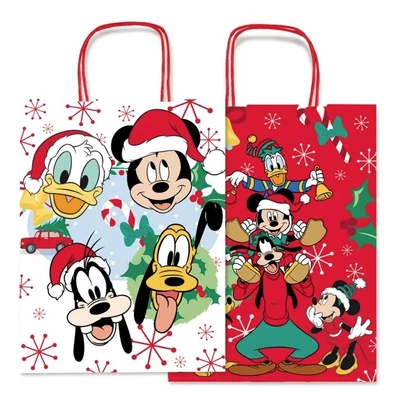 SAD-WNA26676C Karácsonyi ajándéktasak kraft Mickey 26*12*34cm (2 oldalas)