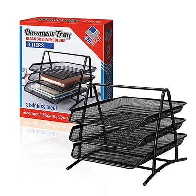 SC-OF199 Irattálca fémhálós fekete 35*28*29cm