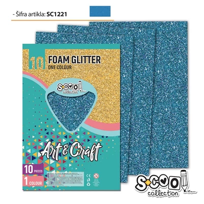 SC1221 Dekorgumi glitteres A/4 10ív v.kék SC1221