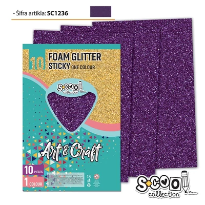 SC1236 Dekorgumi glitteres önt. A/4 10ív s.lila SC1236