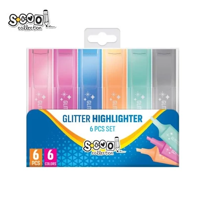 SC2579 Szövegkiemelő glitteres 6db-os