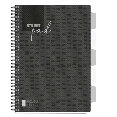 STR-67129 Spirálfüzet A4 100lap regiszteres Black vonalas