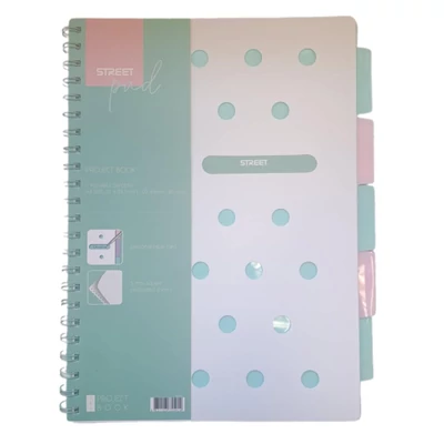 STR-67194 Spirálfüzet A4 100lap regiszteres Pastel green vonalas