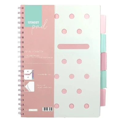 STR-67254 Spirálfüzet A4 100lap regiszteres Pastel pink vonalas
