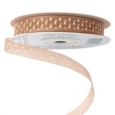 VD-DR10-08 Pöttyös organza szalag 10mm*20m - Bézs