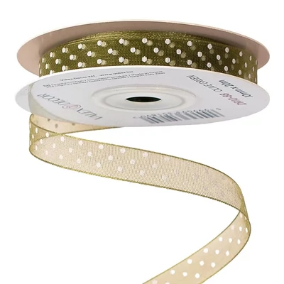 VD-DR10-88 Pöttyös organza szalag 10mm*20m - Olivazöld