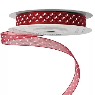VD-DR10-91 Pöttyös organza szalag 10mm*20m - Bordó