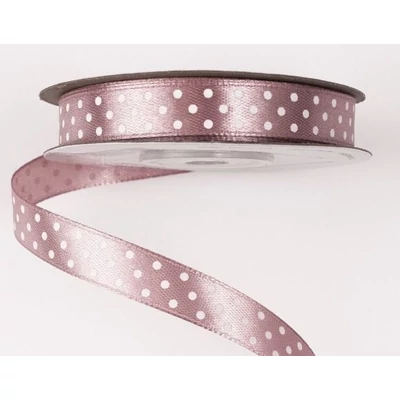 VD-DRW12-22 Fehér-pöttyös szatén szalag 12mm*20m - Mályva