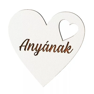 VD-MT9-155 Fa dekor szív fehér 5cm 6db-os 